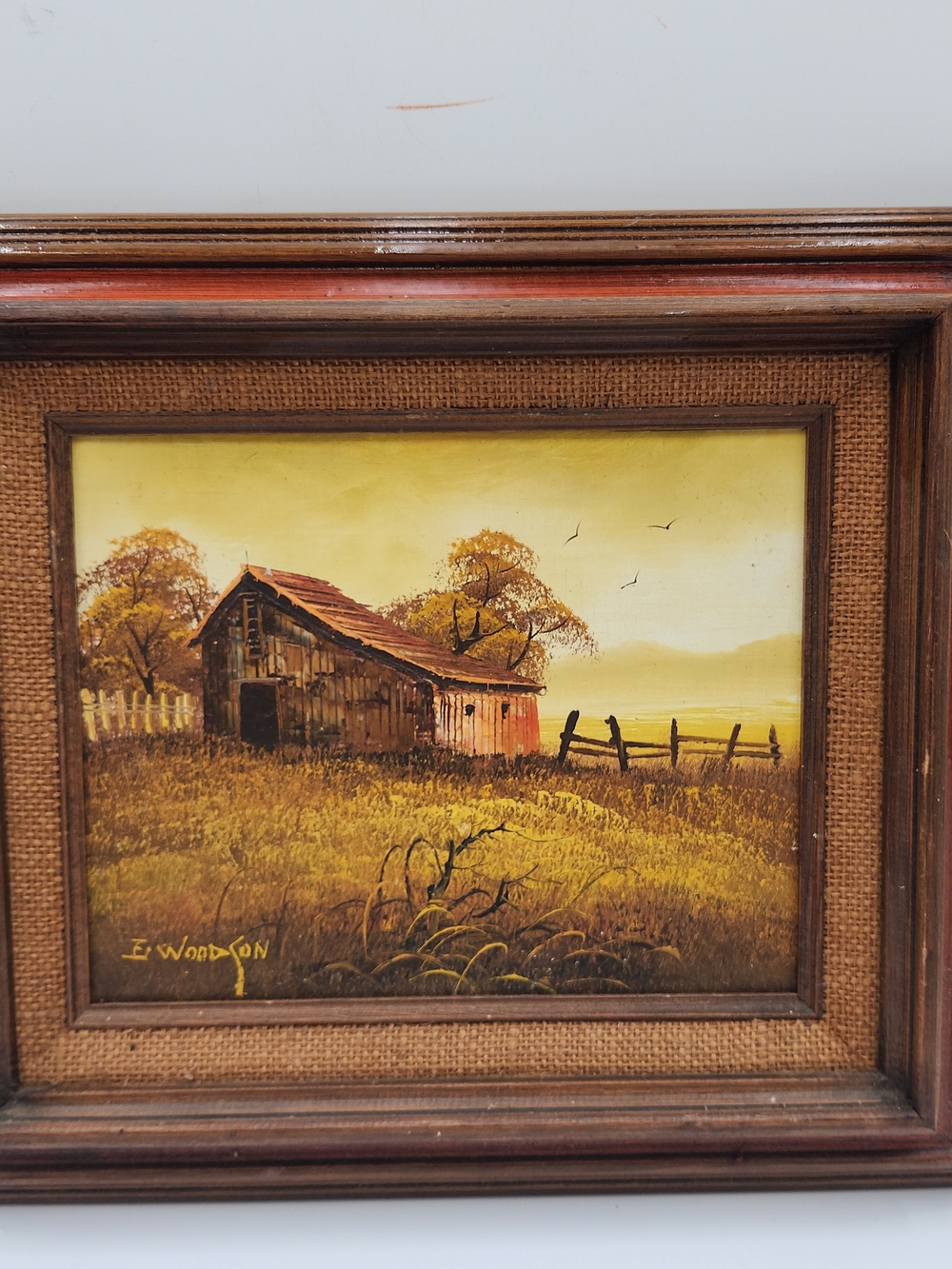 Vintage Rustic Barn Landscape Original Woodson Farmhouse Painting